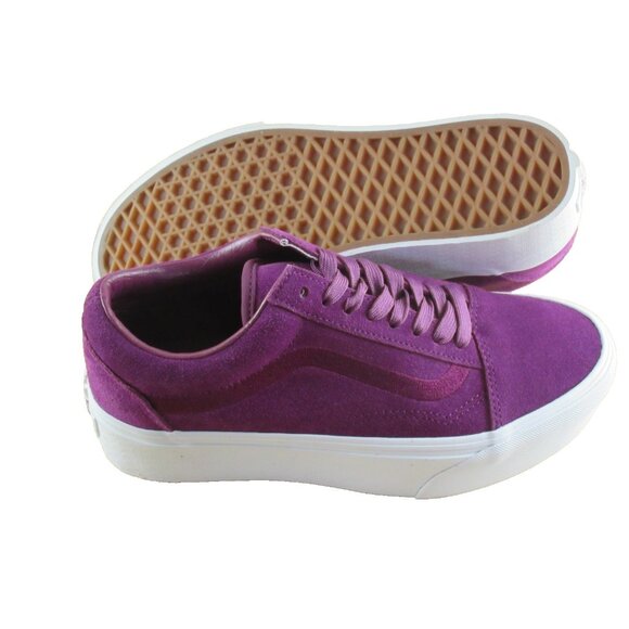 Vans Women's Old Skool Stackform Mono Embroidery Dark Purple Suede Shoes Size 8 - Picture 3 of 7